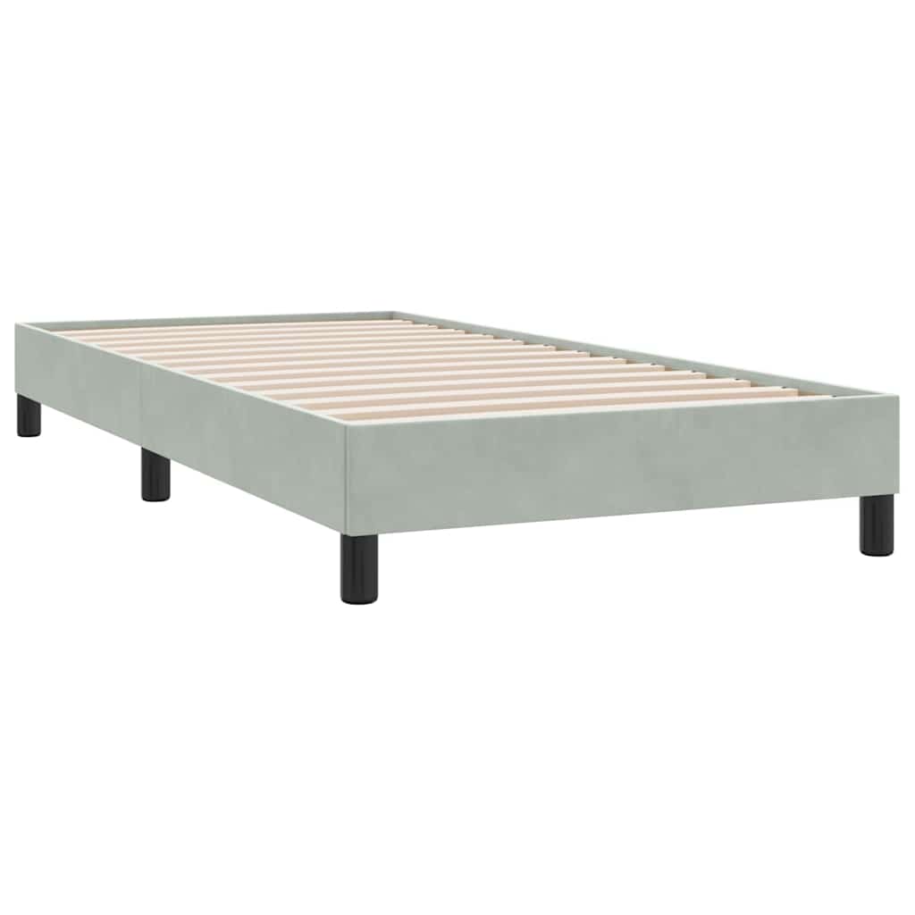 vidaXL Box Spring κρεβάτι με στρώμα ανοιχτό γκρι 90x210 cm Βελούδινο