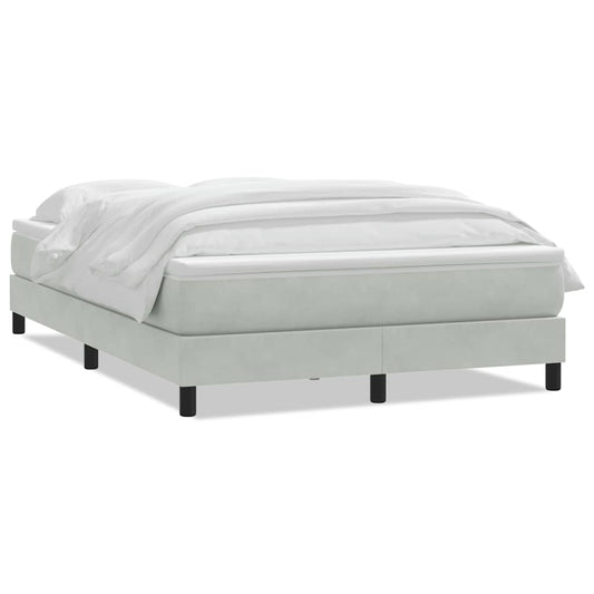 vidaXL Κρεβάτι Boxspring με Στρώμα Ανοιχτό Γκρι 160x210 εκ. Βελούδινο
