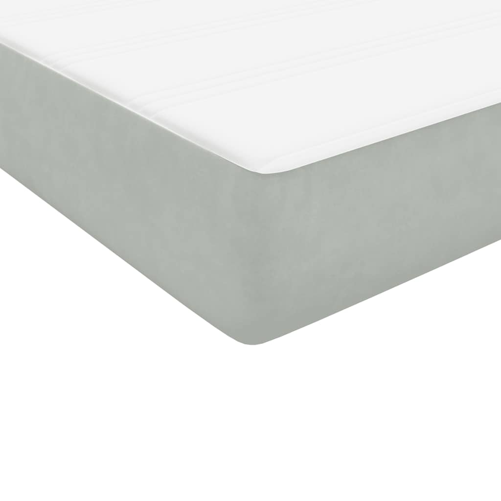 vidaXL Κρεβάτι Boxspring με Στρώμα Ανοιχτό Γκρι 160x210 εκ. Βελούδινο