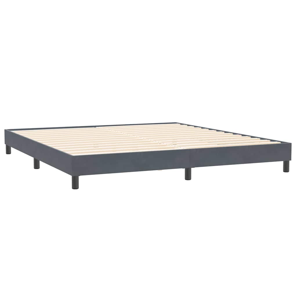 vidaXL Κρεβάτι Boxspring με Στρώμα Σκούρο Γκρι 180x210 εκ. Βελούδινο