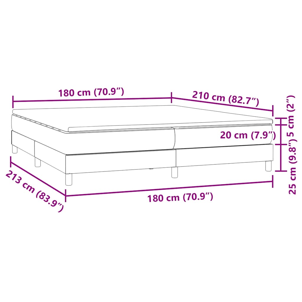 vidaXL Κρεβάτι Boxspring με Στρώμα Σκούρο Γκρι 180x210 εκ. Βελούδινο