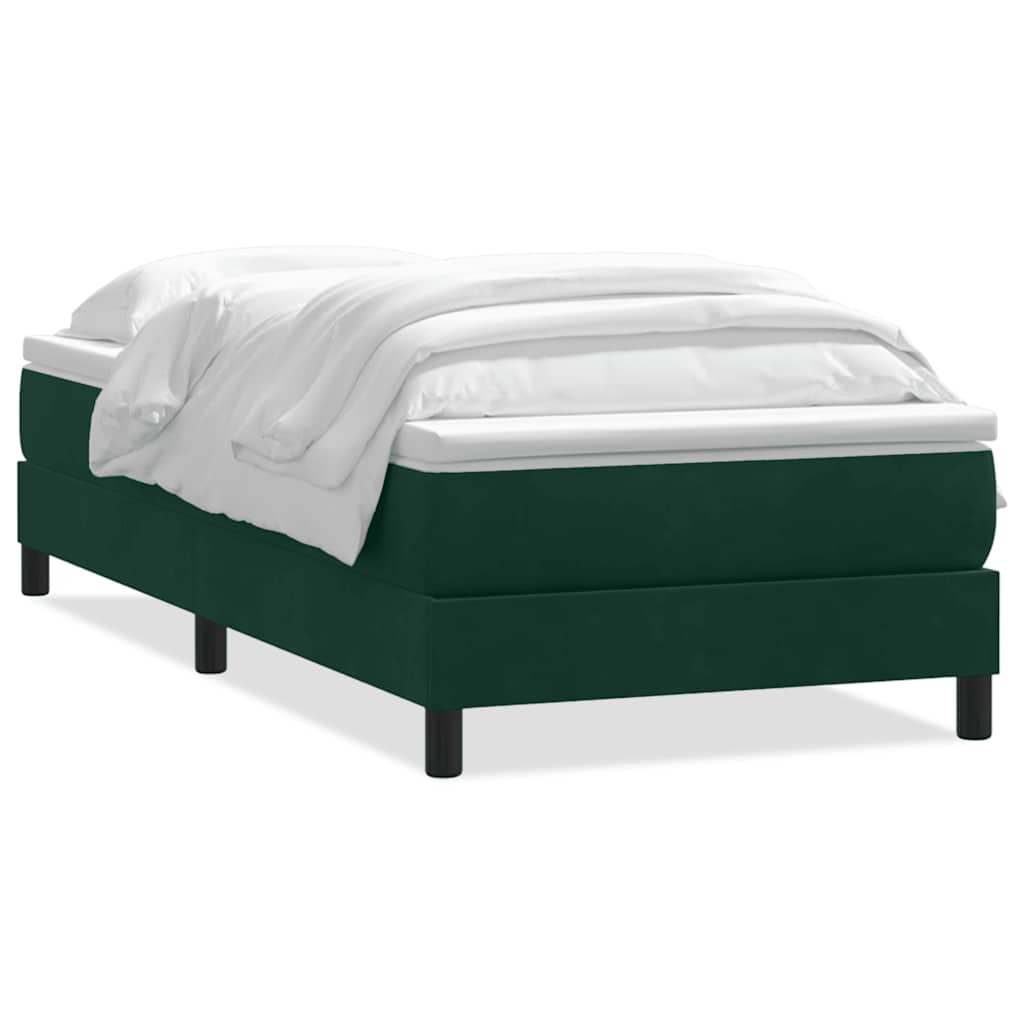 vidaXL Box Spring κρεβάτι με στρώμα σκούρο πράσινο 80x220εκ. Βελούδινο