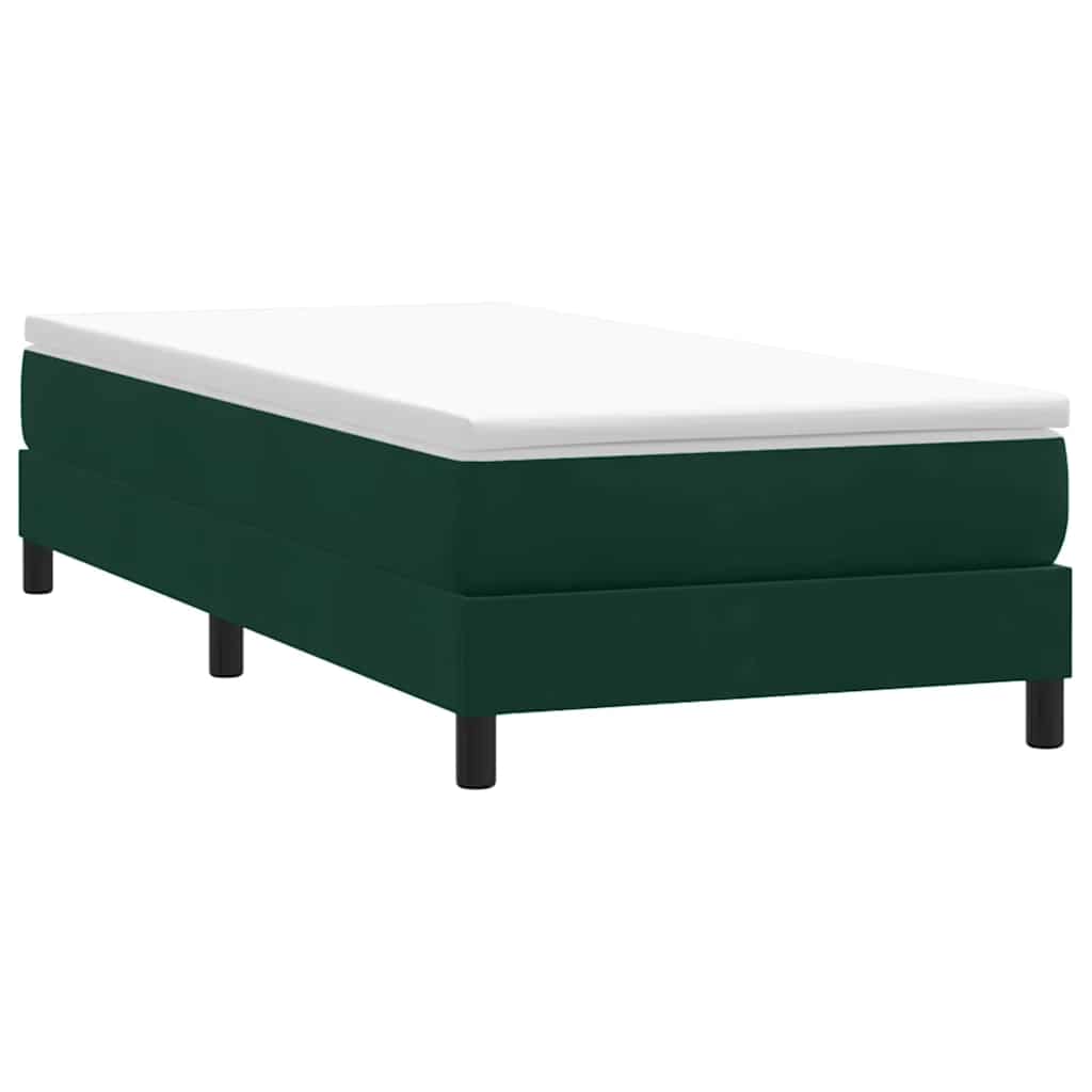 vidaXL Box Spring κρεβάτι με στρώμα σκούρο πράσινο 80x220εκ. Βελούδινο