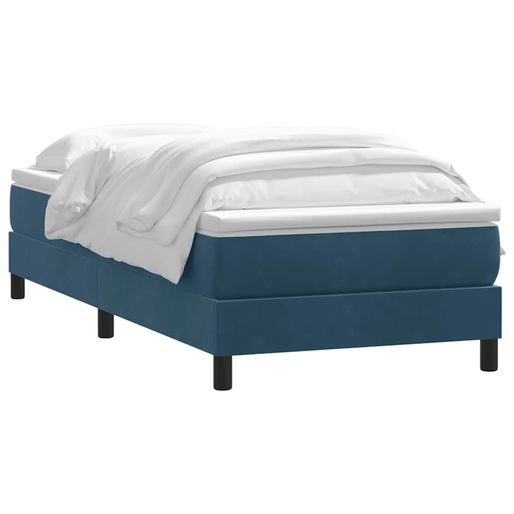 vidaXL Κρεβάτι Boxspring με Στρώμα Σκούρο Μπλε 80x220 εκ. Βελούδινο