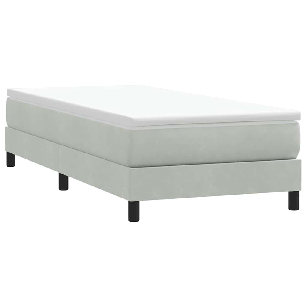 vidaXL Box Spring κρεβάτι με στρώμα ανοιχτό γκρι 90x220 εκ. Βελούδινο