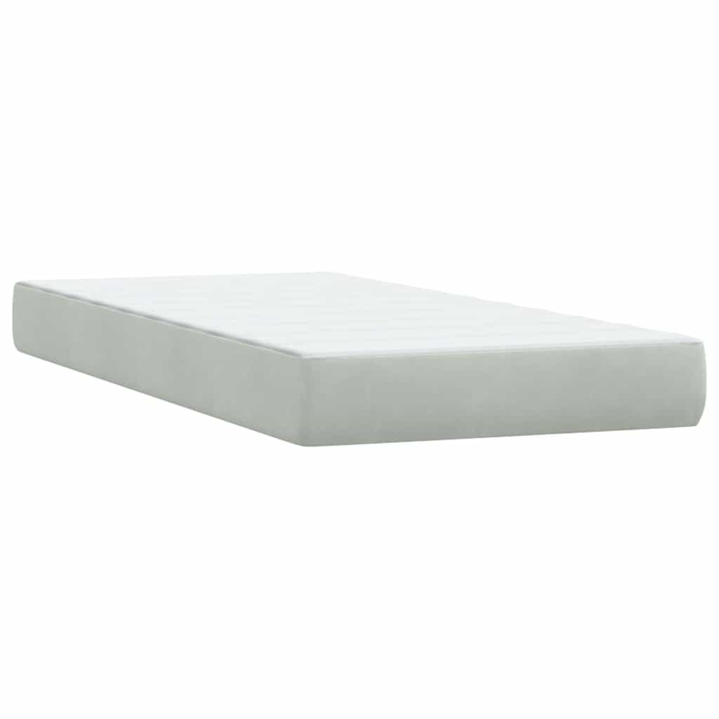vidaXL Box Spring κρεβάτι με στρώμα ανοιχτό γκρι 90x220 εκ. Βελούδινο