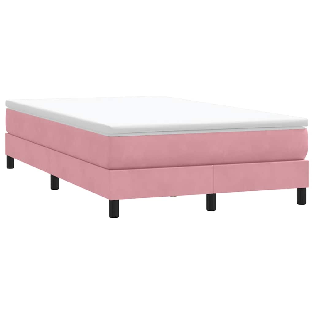 vidaXL Box Spring κρεβάτι με στρώμα ροζ 120x220 cm Βελούδινο