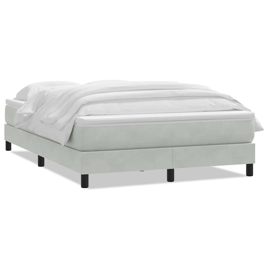 vidaXL Κρεβάτι Boxspring με Στρώμα Ανοιχτό Γκρι 160x220 εκ. Βελούδινο