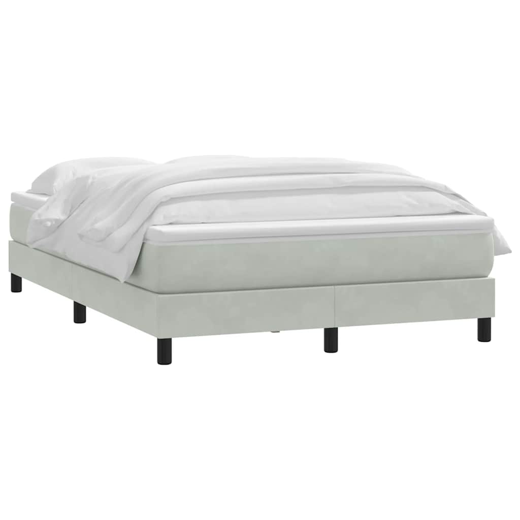 vidaXL Κρεβάτι Boxspring με Στρώμα Ανοιχτό Γκρι 160x220 εκ. Βελούδινο