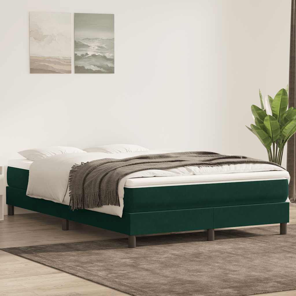 vidaXL Box Spring κρεβάτι με στρώμα σκούρο πράσινο 160x220cm Βελούδινο