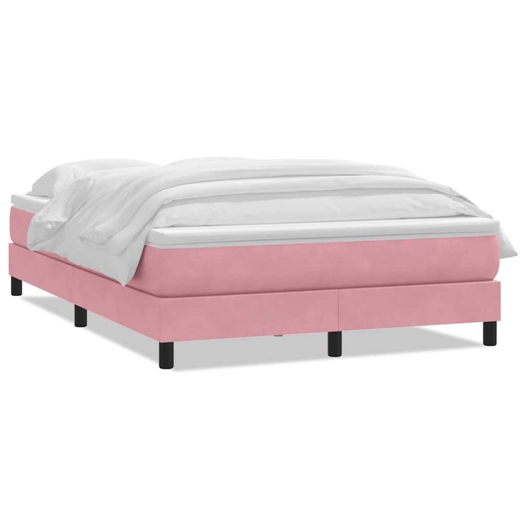 vidaXL Box Spring κρεβάτι με στρώμα ροζ 160x220 cm Βελούδινο