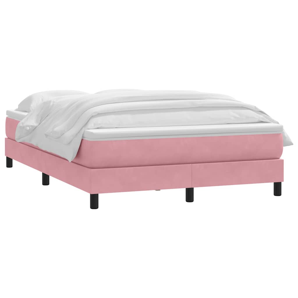 vidaXL Box Spring κρεβάτι με στρώμα ροζ 160x220 cm Βελούδινο