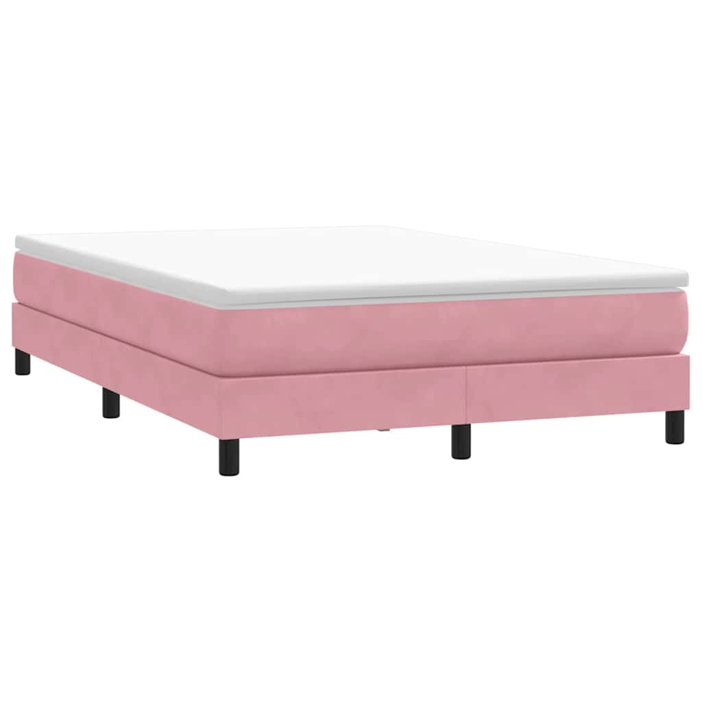 vidaXL Box Spring κρεβάτι με στρώμα ροζ 160x220 cm Βελούδινο