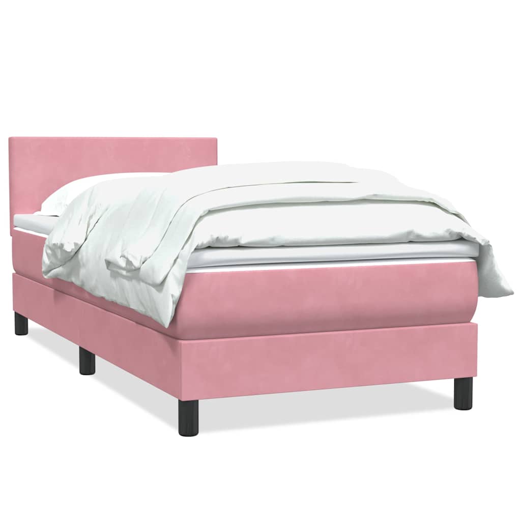 vidaXL Box Spring κρεβάτι με στρώμα ροζ 90x210 εκ. Βελούδινο