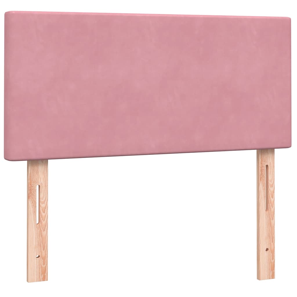 vidaXL Box Spring κρεβάτι με στρώμα ροζ 90x210 εκ. Βελούδινο