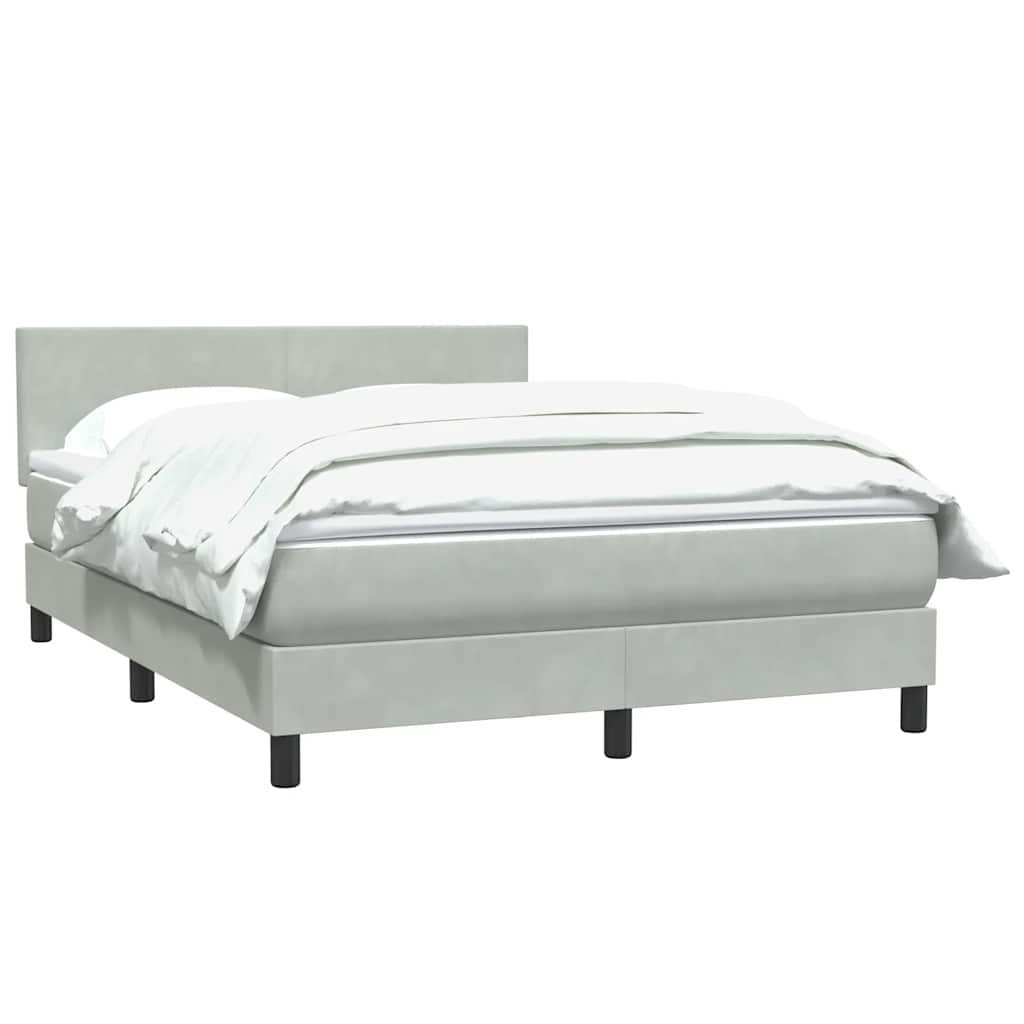 vidaXL Κρεβάτι Boxspring με Στρώμα Ανοιχτό Γκρι 160x210 εκ. Βελούδινο