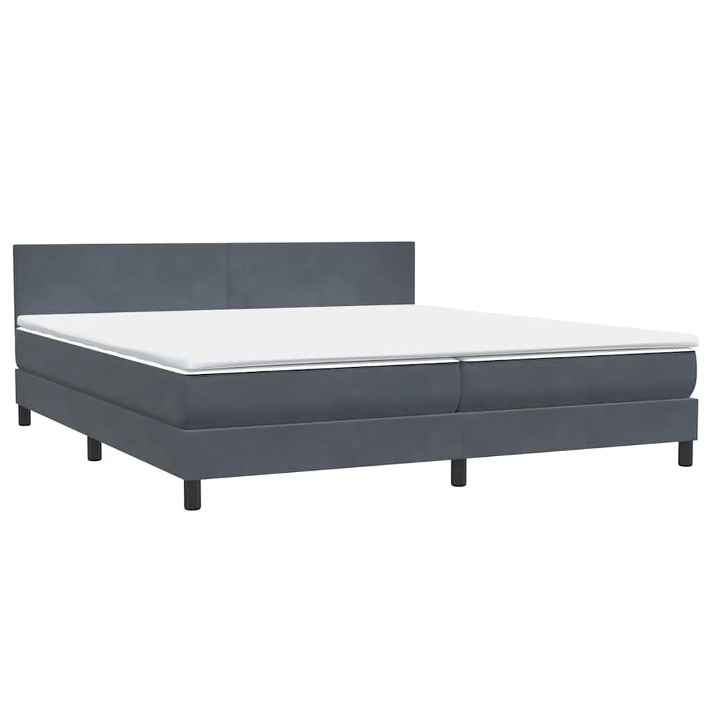 vidaXL Κρεβάτι Boxspring με Στρώμα Σκούρο Γκρι 180x210 εκ. Βελούδινο