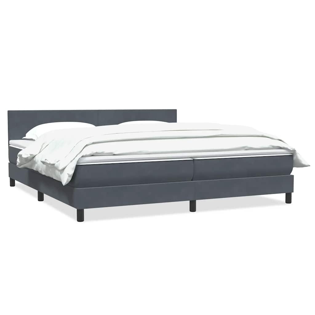 vidaXL Κρεβάτι Boxspring με Στρώμα Σκούρο Γκρι 180x210 εκ. Βελούδινο