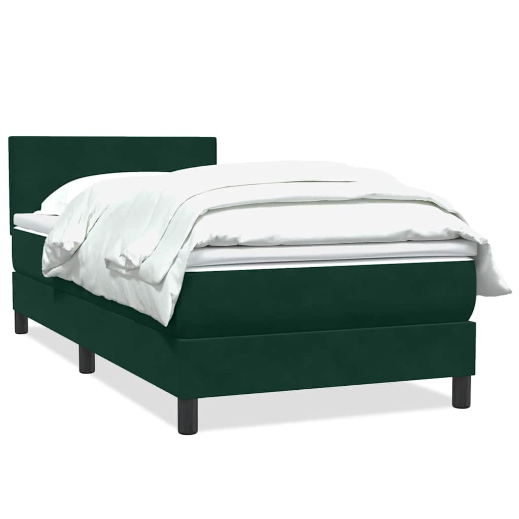 vidaXL Box Spring κρεβάτι με στρώμα σκούρο πράσινο 80x220εκ. Βελούδινο