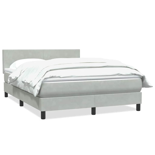 vidaXL Κρεβάτι Boxspring με Στρώμα Ανοιχτό Γκρι 160x220 εκ. Βελούδινο