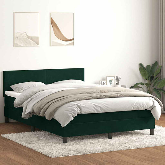 vidaXL Box Spring κρεβάτι με στρώμα σκούρο πράσινο 160x220cm Βελούδινο