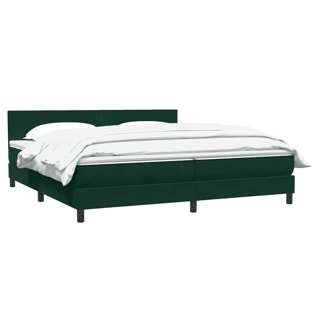 vidaXL Box Spring κρεβάτι με στρώμα σκούρο πράσινο 180x220cm Βελούδινο