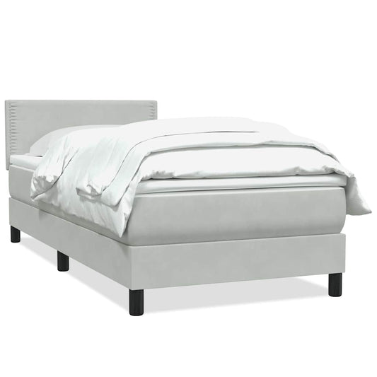 vidaXL Box Spring κρεβάτι με στρώμα ανοιχτό γκρι 80x220 cm Βελούδινο