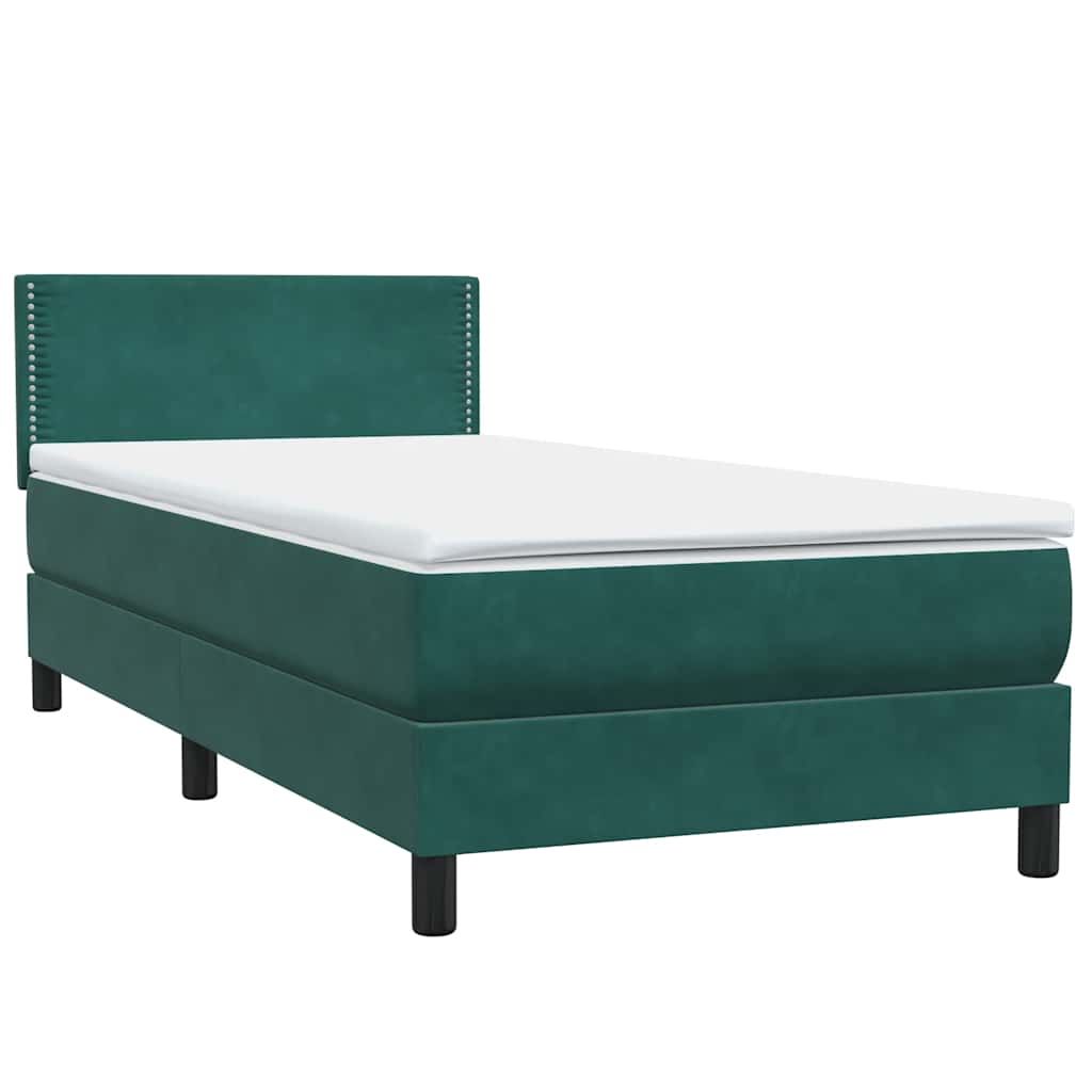 vidaXL Box Spring κρεβάτι με στρώμα σκούρο πράσινο 80x220εκ. Βελούδινο