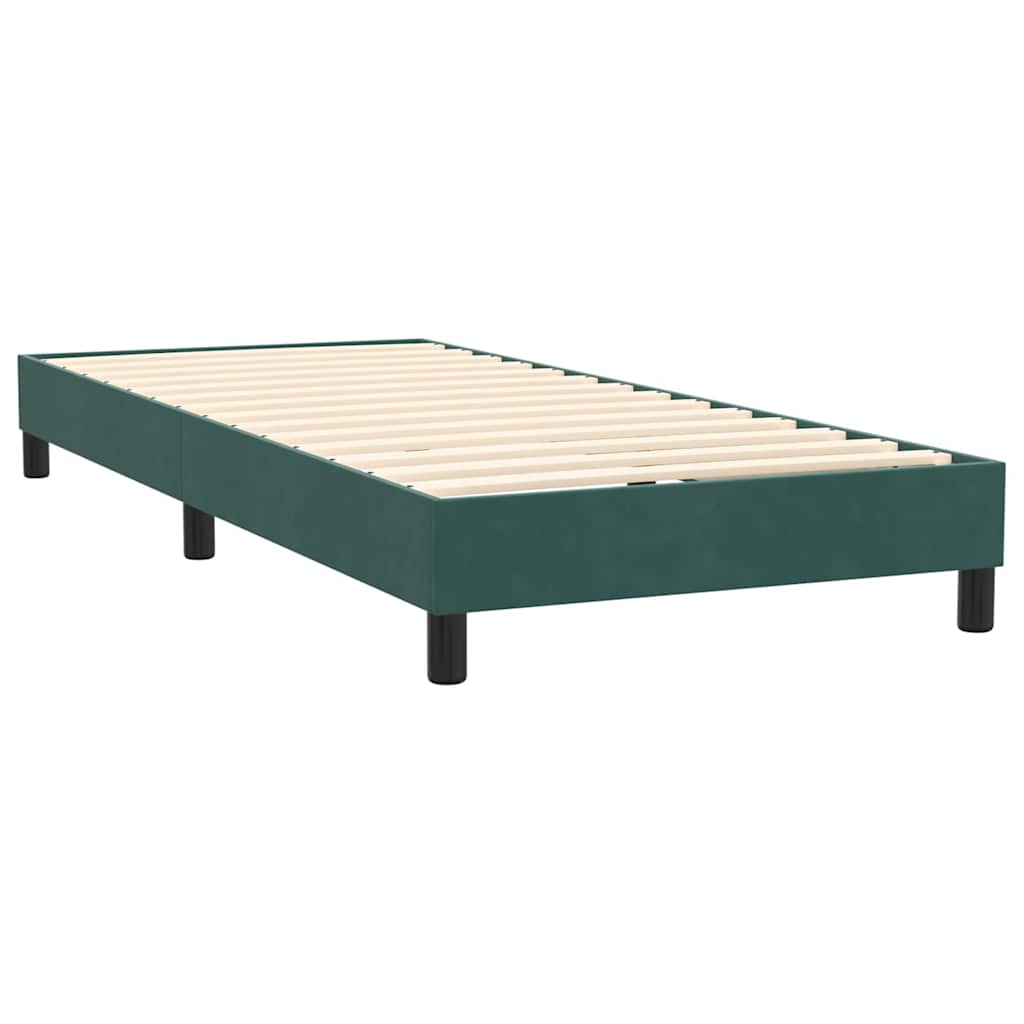 vidaXL Box Spring κρεβάτι με στρώμα σκούρο πράσινο 80x220εκ. Βελούδινο