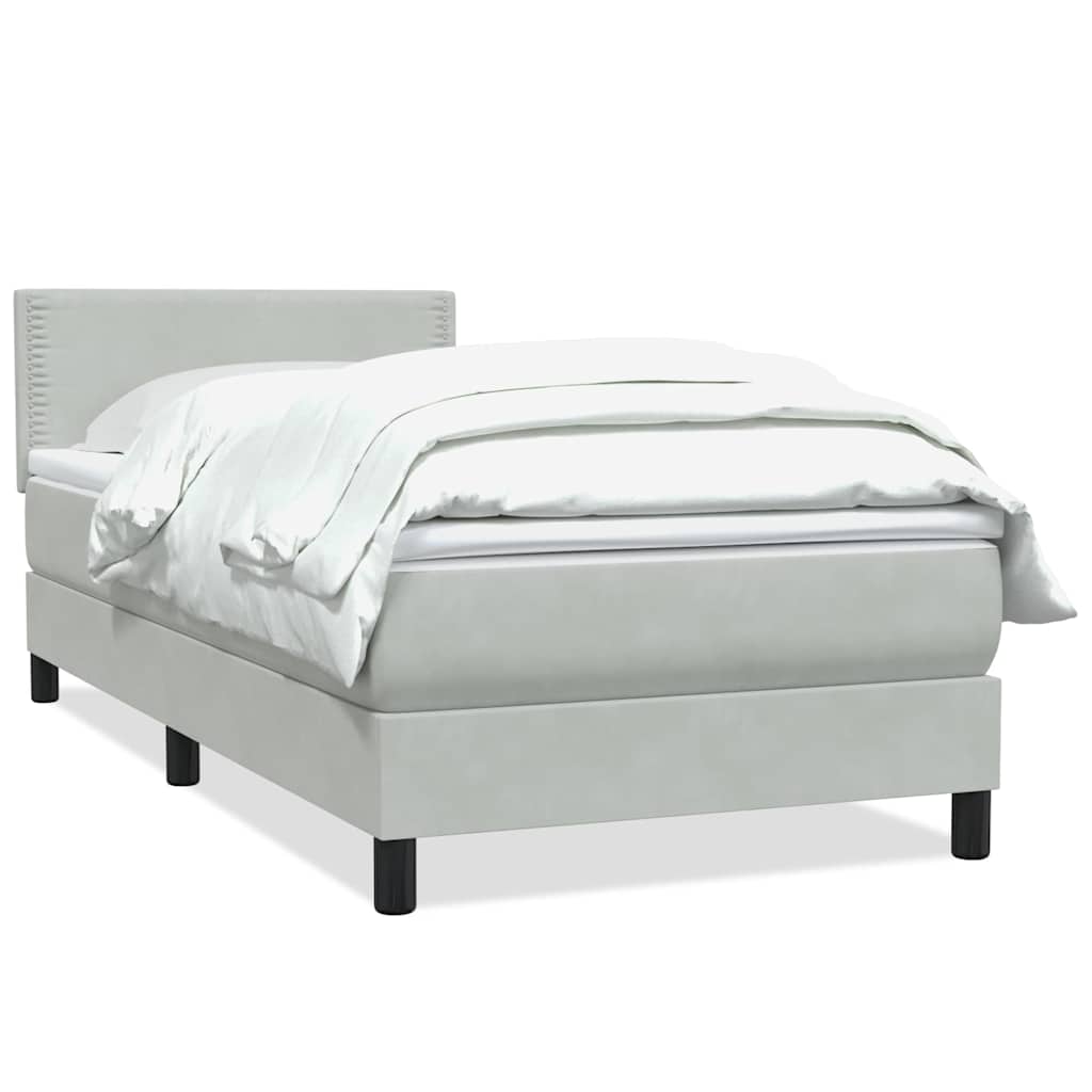 vidaXL Box Spring κρεβάτι με στρώμα ανοιχτό γκρι 90x220 εκ. Βελούδινο