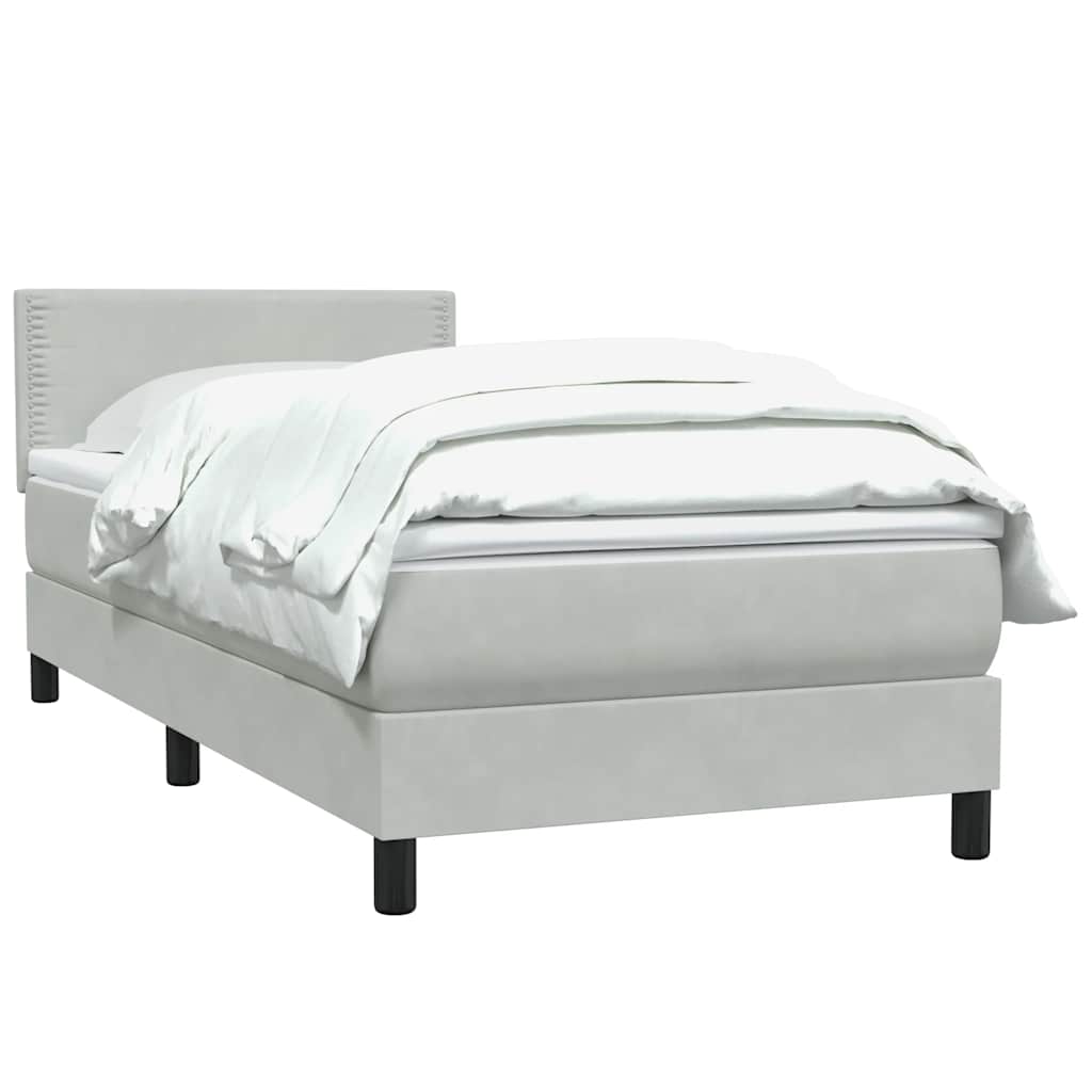 vidaXL Box Spring κρεβάτι με στρώμα ανοιχτό γκρι 90x220 εκ. Βελούδινο