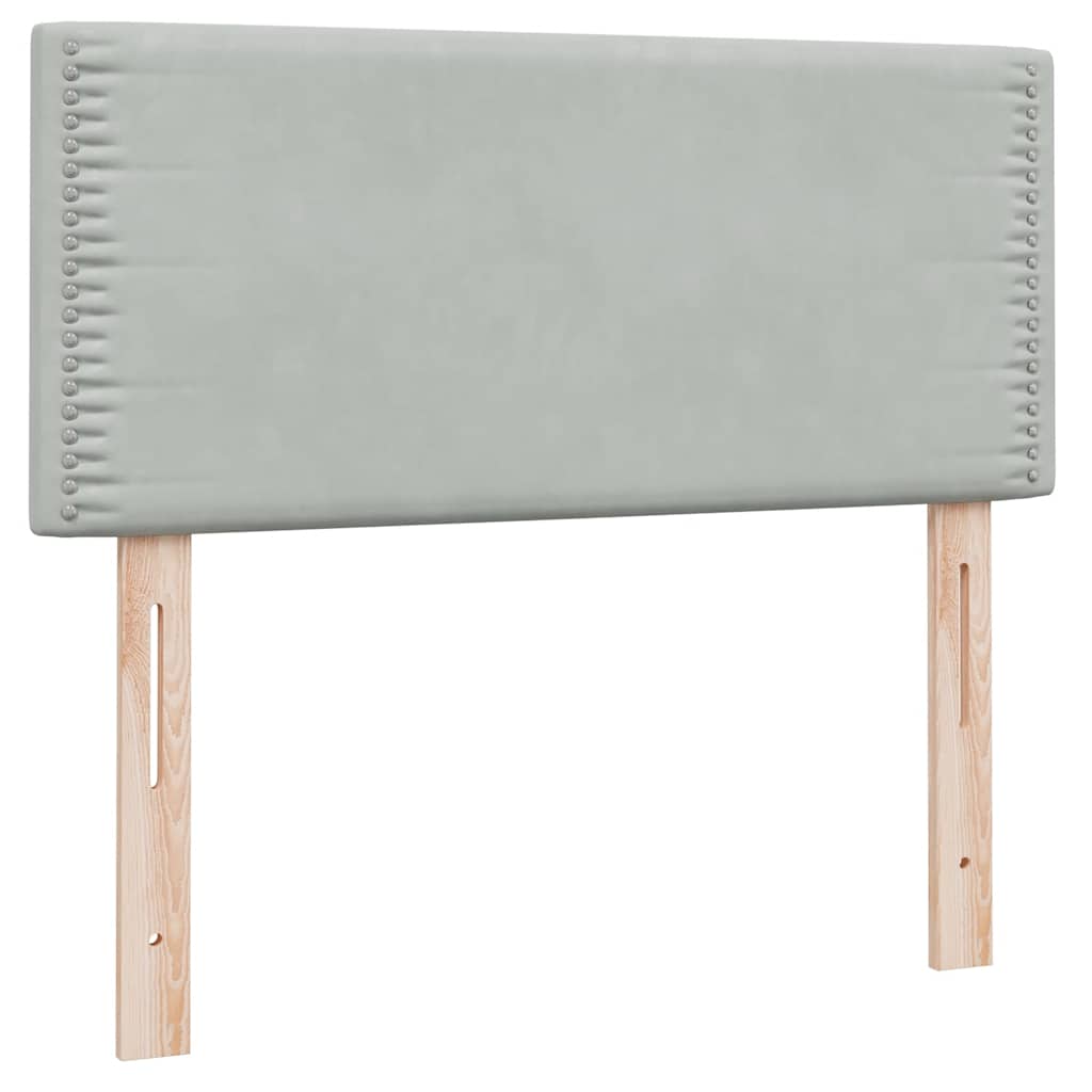 vidaXL Box Spring κρεβάτι με στρώμα ανοιχτό γκρι 90x220 εκ. Βελούδινο