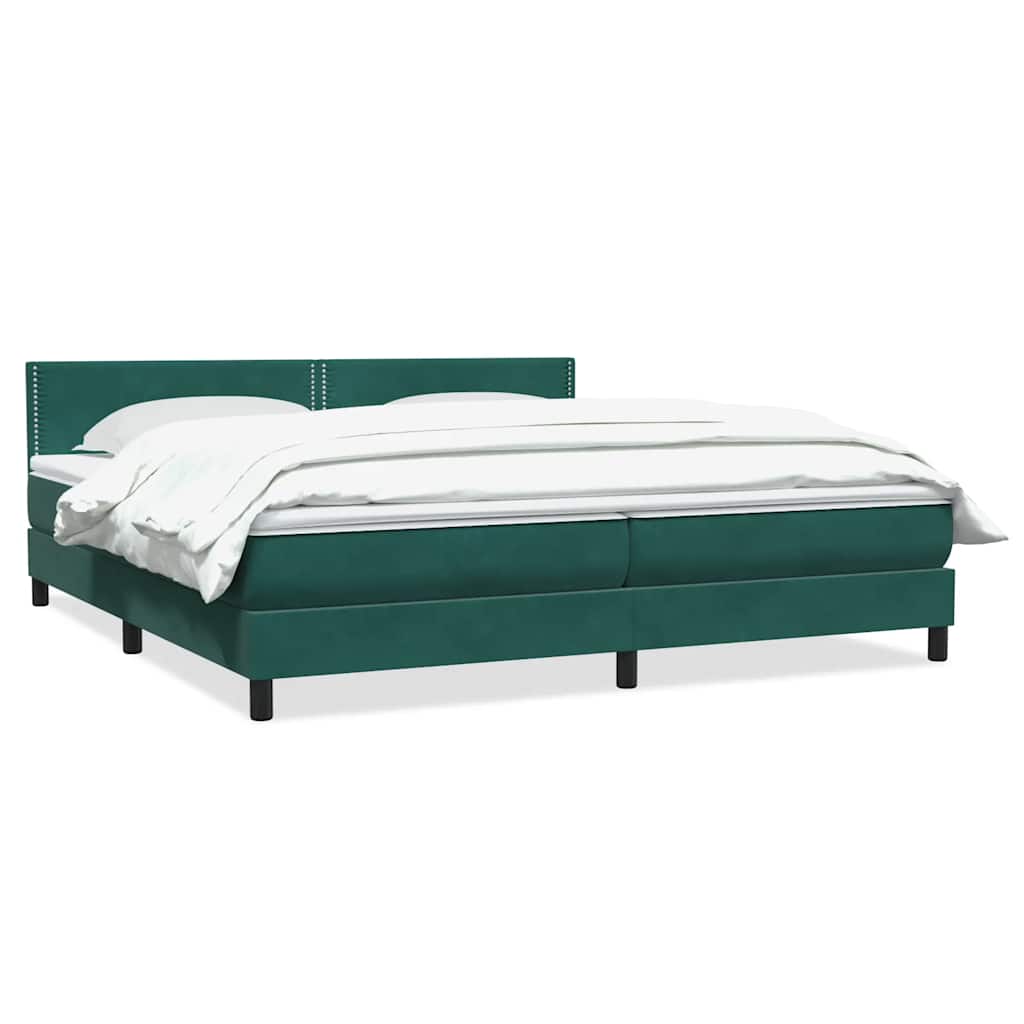 vidaXL Box Spring κρεβάτι με στρώμα σκούρο πράσινο 180x220cm Βελούδινο