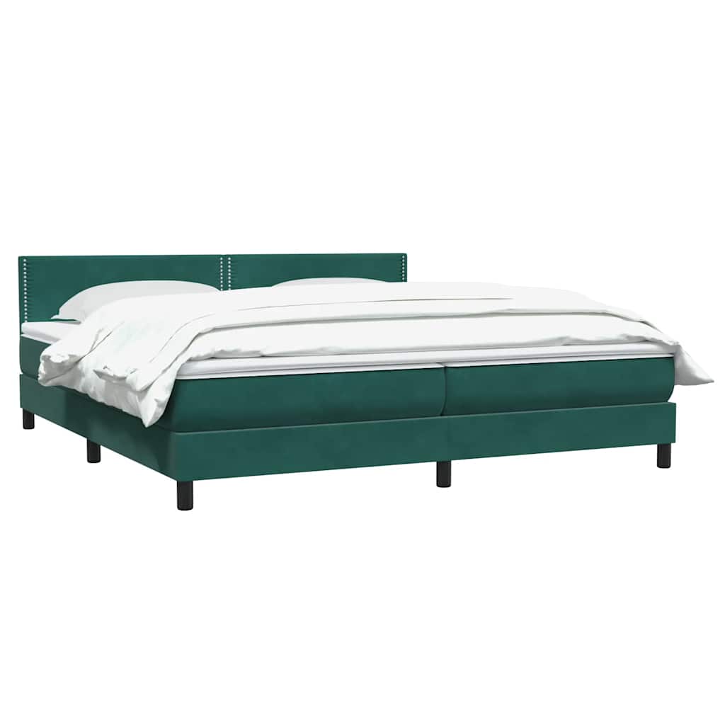 vidaXL Box Spring κρεβάτι με στρώμα σκούρο πράσινο 180x220cm Βελούδινο