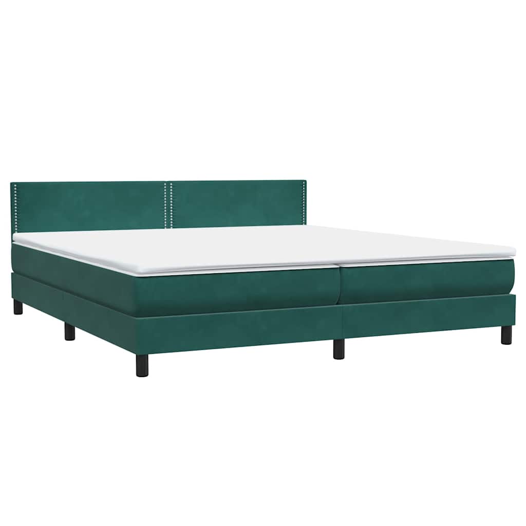 vidaXL Box Spring κρεβάτι με στρώμα σκούρο πράσινο 180x220cm Βελούδινο