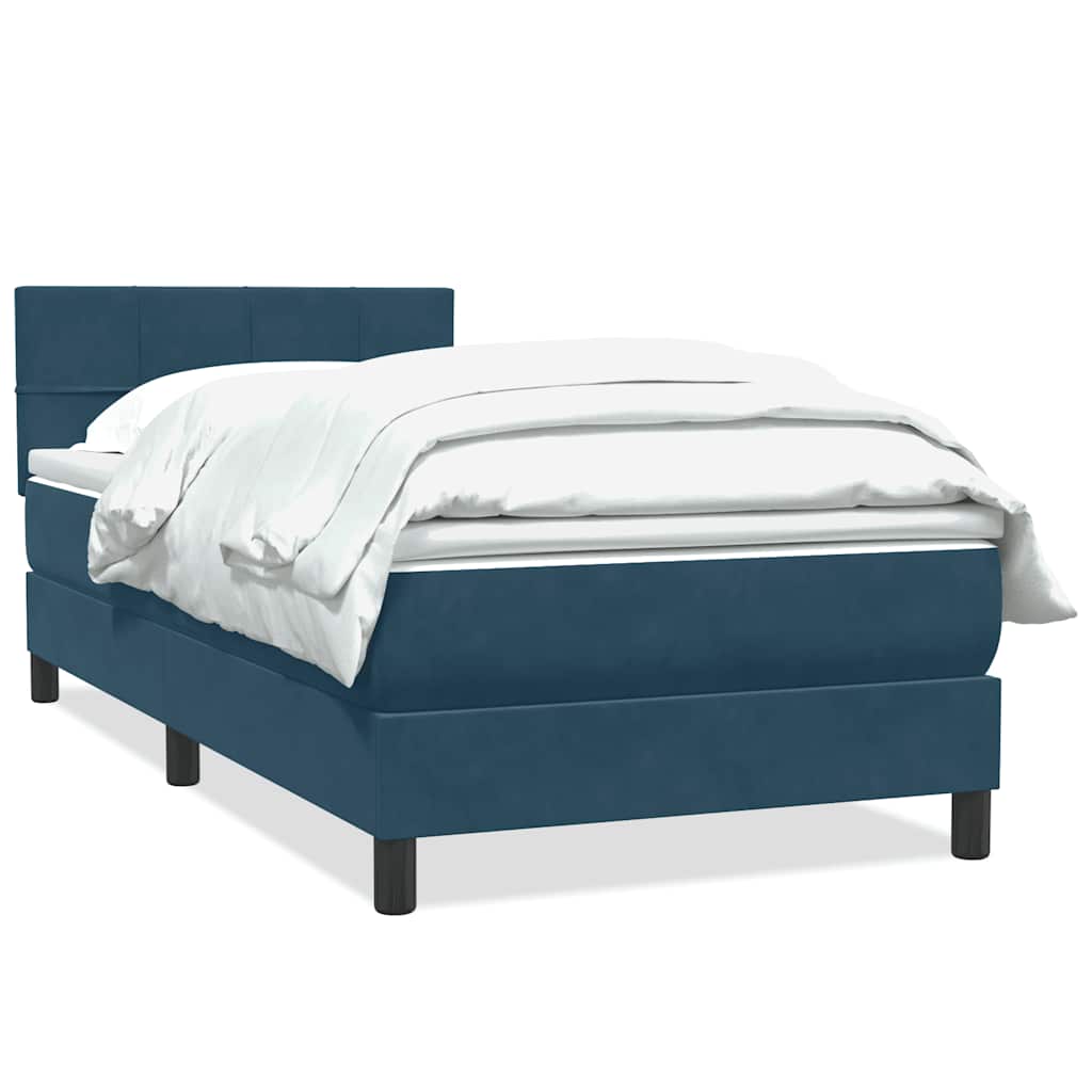 vidaXL Box Spring κρεβάτι με στρώμα σκούρο μπλε 80x210 εκ. Βελούδινο