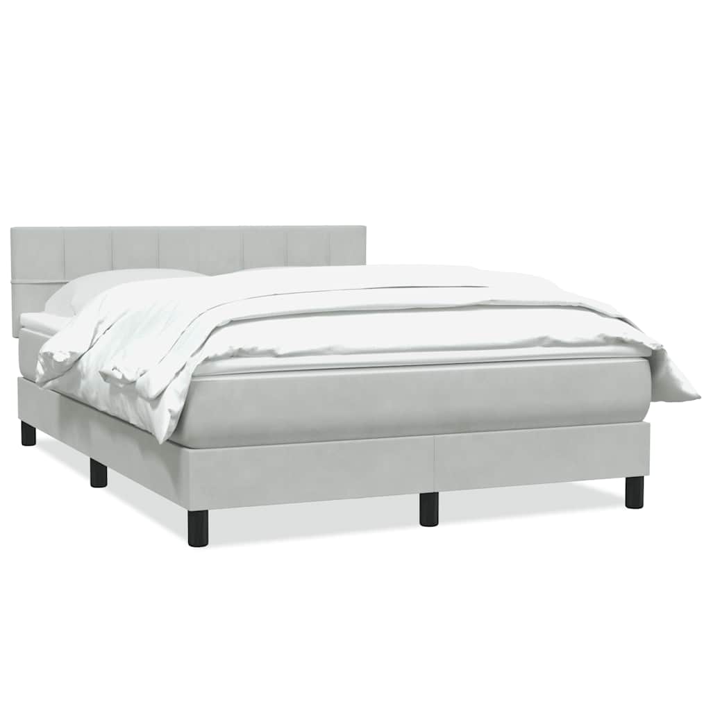 vidaXL Κρεβάτι Boxspring με Στρώμα Ανοιχτό Γκρι 160x210 εκ. Βελούδινο