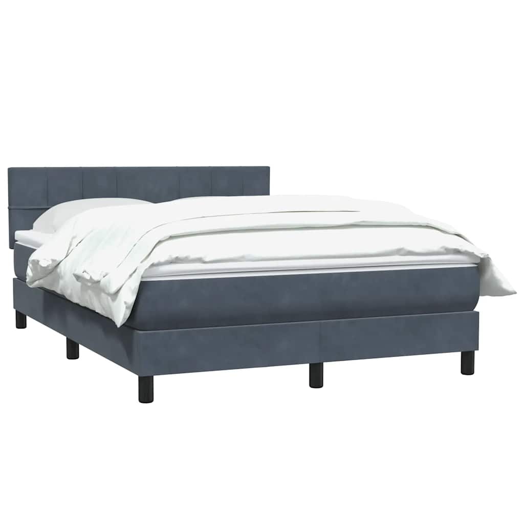 vidaXL Κρεβάτι Boxspring με Στρώμα Σκούρο Γκρι 160x210 εκ. Βελούδινο