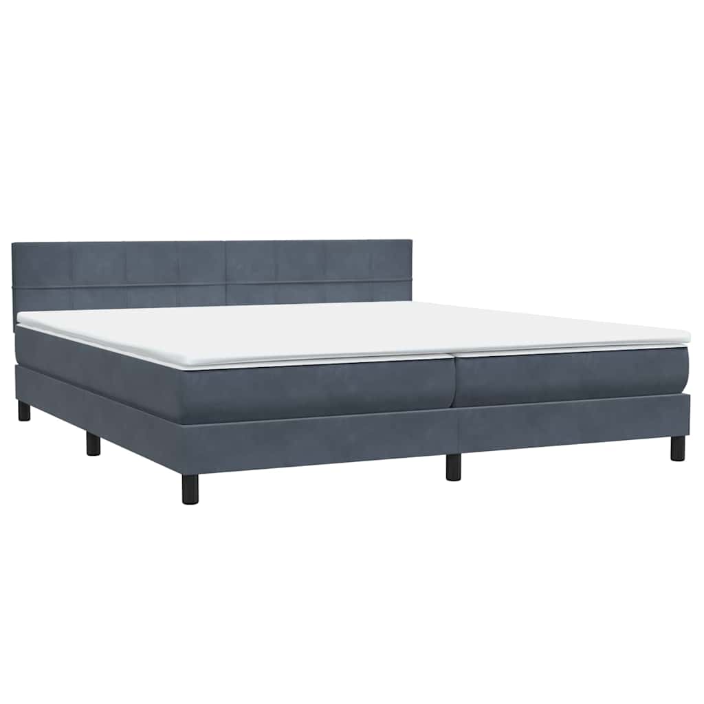 vidaXL Κρεβάτι Boxspring με Στρώμα Σκούρο Γκρι 180x210 εκ. Βελούδινο