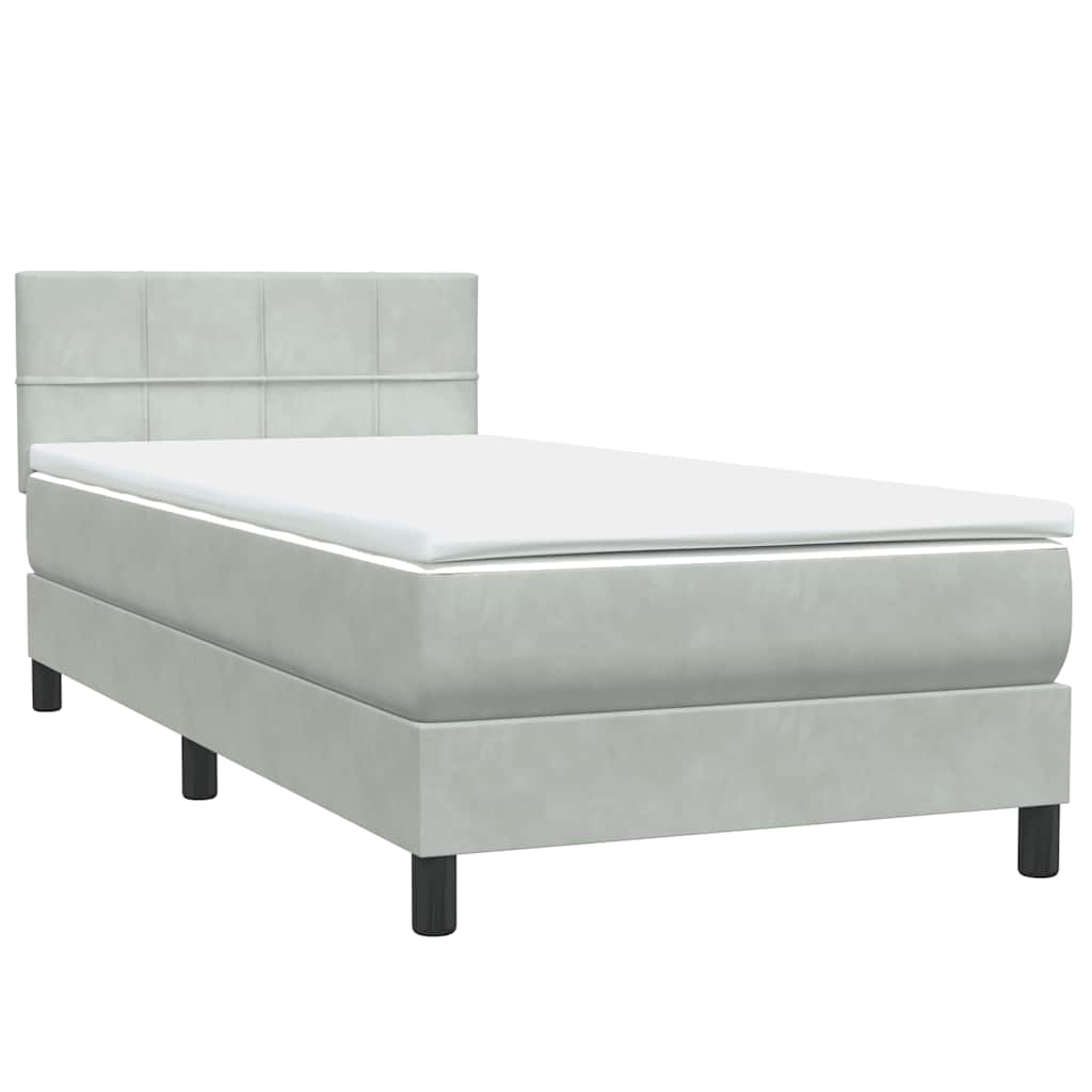 vidaXL Box Spring κρεβάτι με στρώμα ανοιχτό γκρι 80x220 cm Βελούδινο