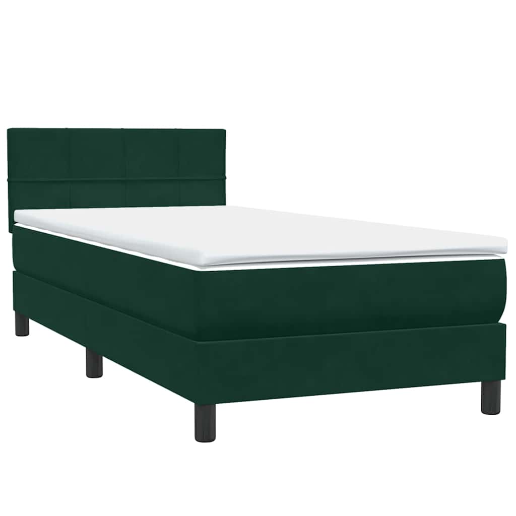 vidaXL Box Spring κρεβάτι με στρώμα σκούρο πράσινο 80x220εκ. Βελούδινο