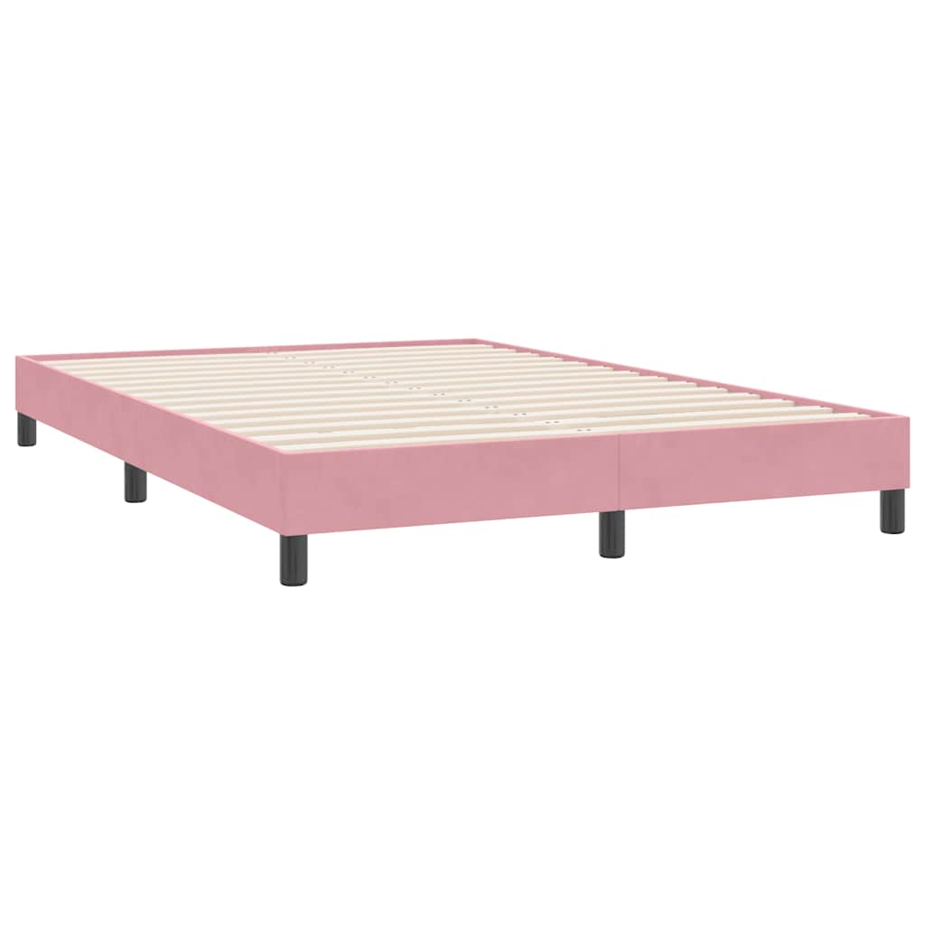 vidaXL Box Spring κρεβάτι με στρώμα ροζ 140x220 cm Βελούδινο