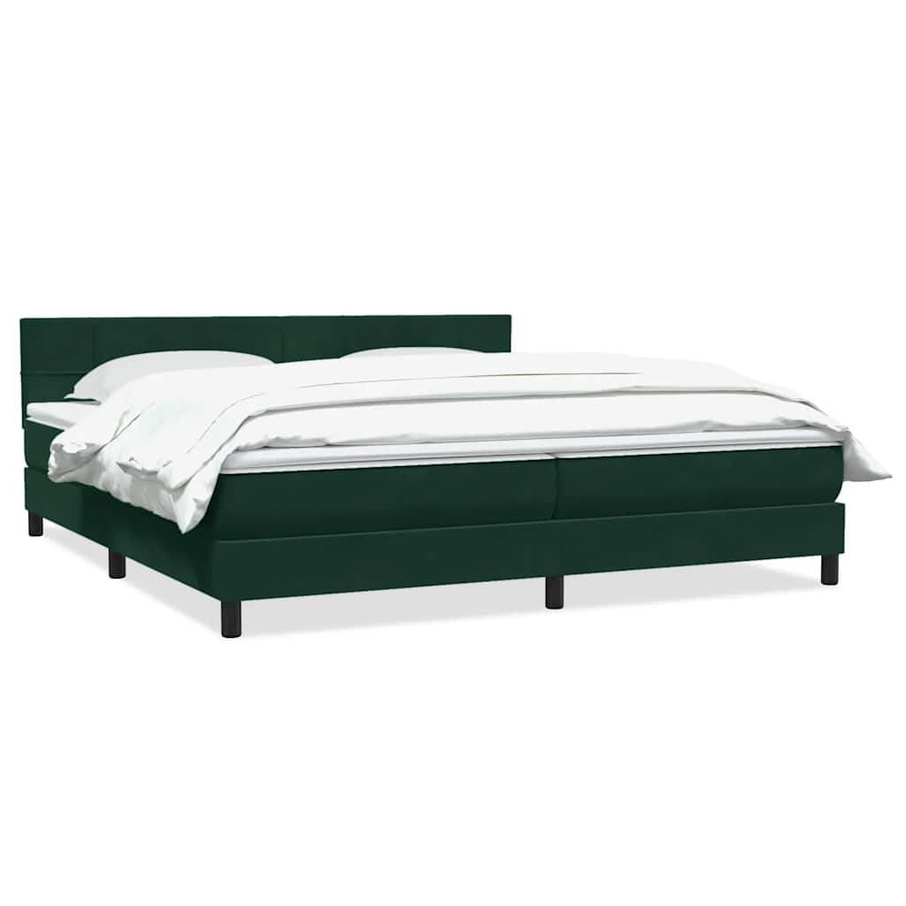 vidaXL Box Spring κρεβάτι με στρώμα σκούρο πράσινο 180x220cm Βελούδινο