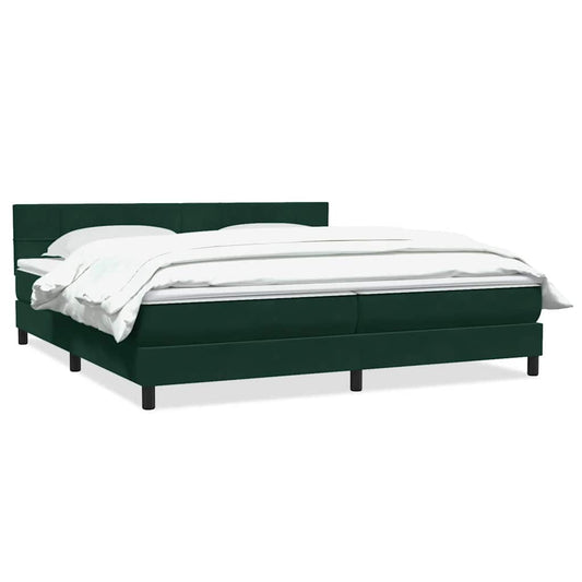 vidaXL Box Spring κρεβάτι με στρώμα σκούρο πράσινο 180x220cm Βελούδινο