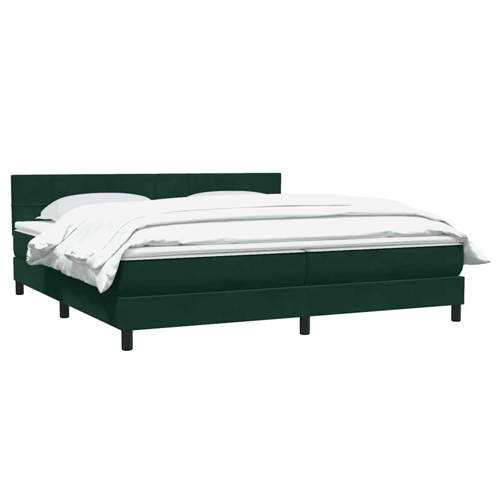 vidaXL Box Spring κρεβάτι με στρώμα σκούρο πράσινο 180x220cm Βελούδινο
