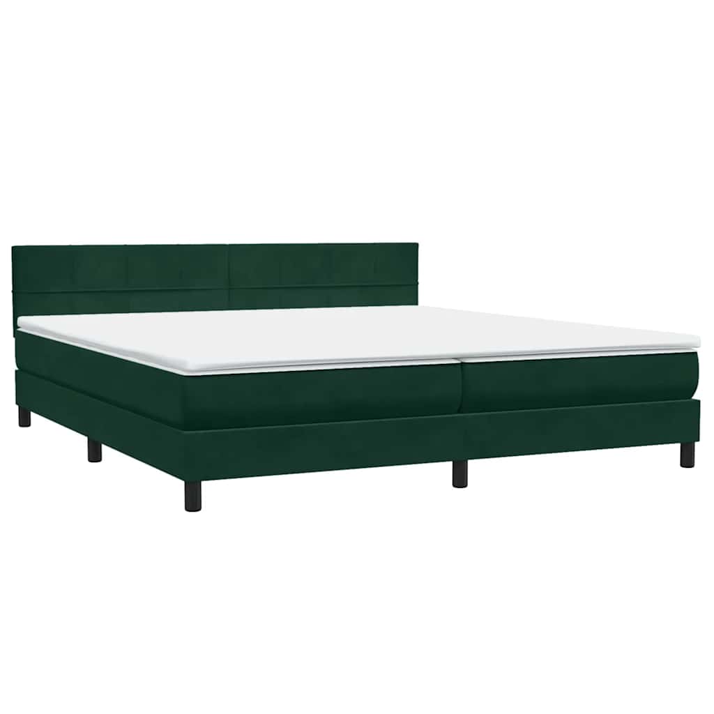vidaXL Box Spring κρεβάτι με στρώμα σκούρο πράσινο 180x220cm Βελούδινο