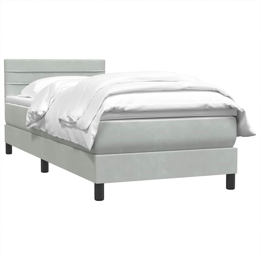 vidaXL Κρεβάτι Boxspring με Στρώμα Ανοιχτό Γκρι 80x210 εκ. Βελούδινο