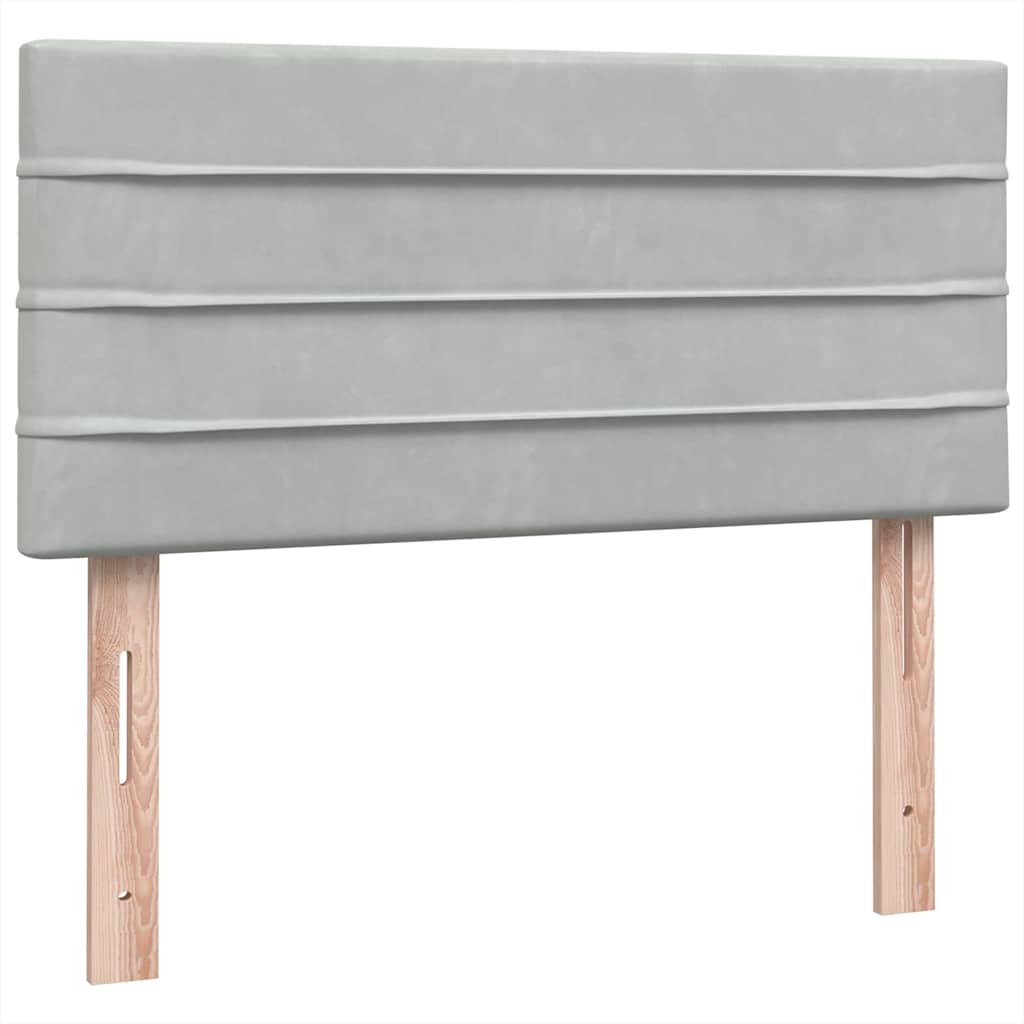vidaXL Κρεβάτι Boxspring με Στρώμα Ανοιχτό Γκρι 80x210 εκ. Βελούδινο
