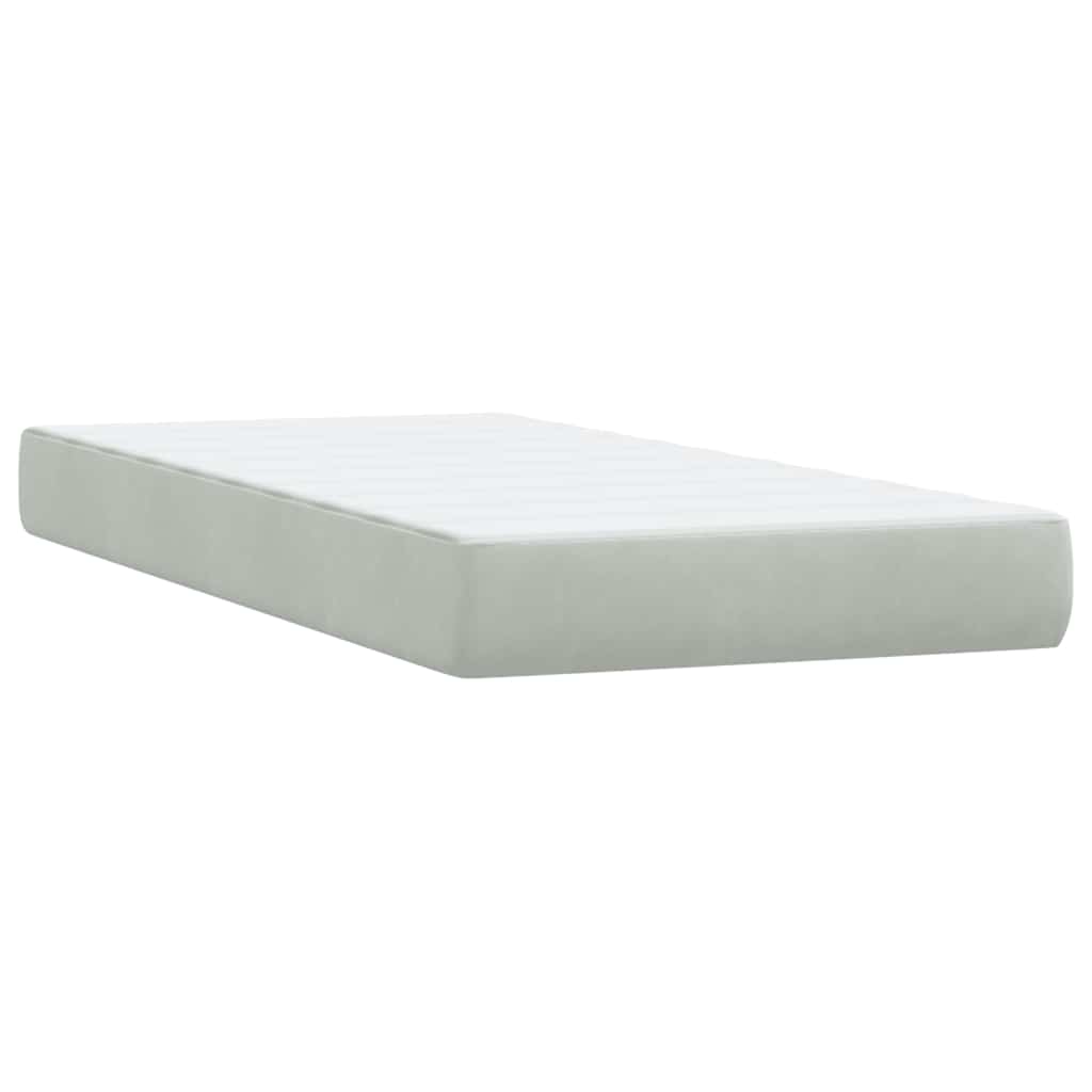 vidaXL Κρεβάτι Boxspring με Στρώμα Ανοιχτό Γκρι 80x210 εκ. Βελούδινο