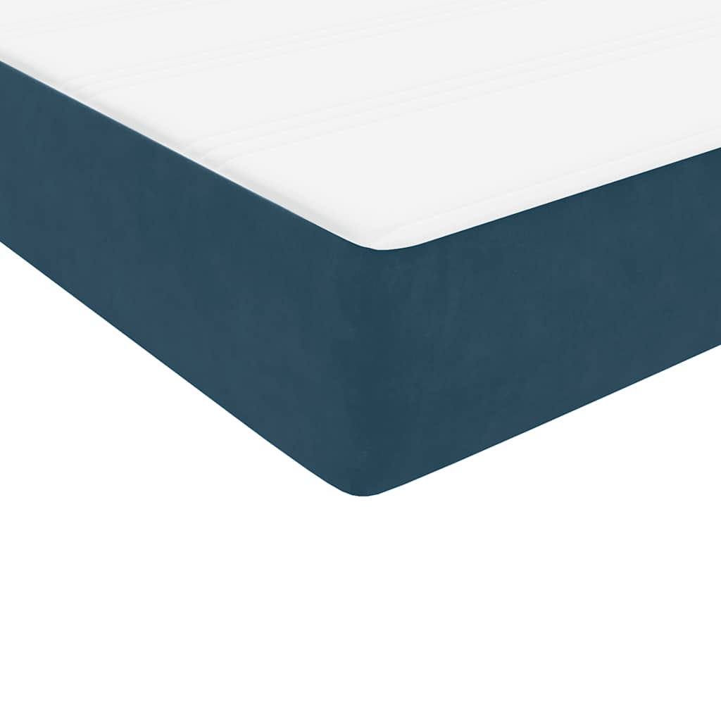 vidaXL Box Spring κρεβάτι με στρώμα σκούρο μπλε 80x210 εκ. Βελούδινο